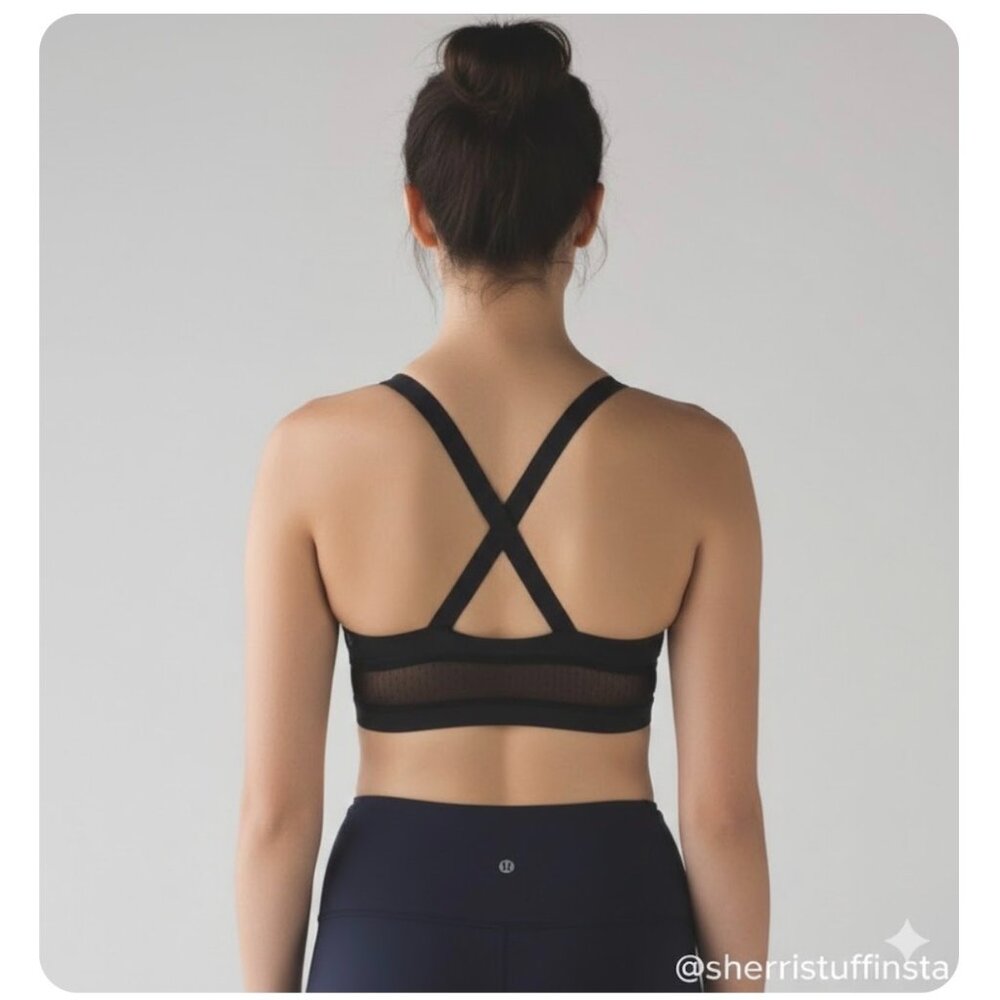 EXCELLENT Lululemon Body Con Sports Yoga Mesh Luxtreme Black Bra Size 8 - Picture 2 of 9